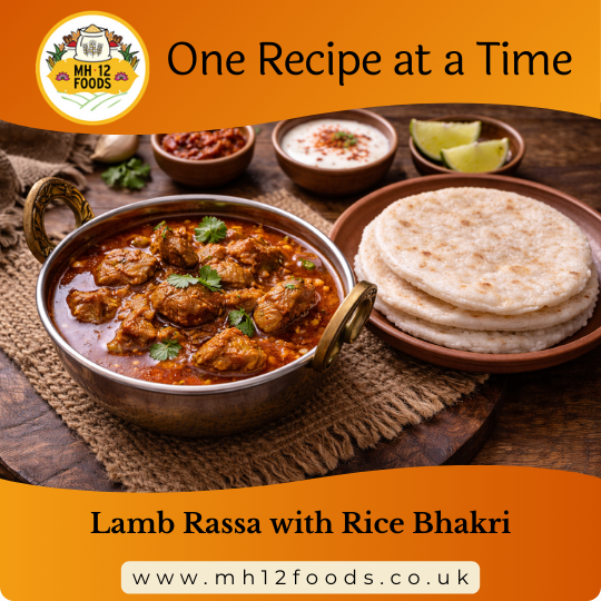 Lamb Rassa with Rice Bhakri