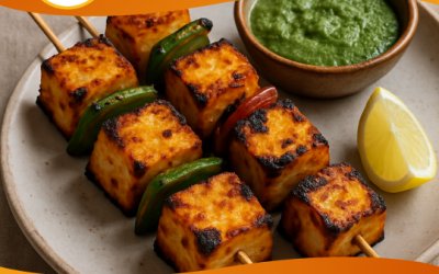 Paneer Tikka with Green Chutney