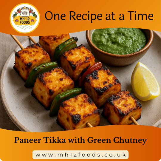 Paneer Tikka with Green Chutney