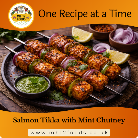 Salmon Tikka with Mint Chutney