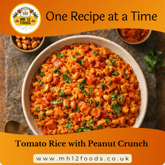 Tomato Rice with Peanut Crunch