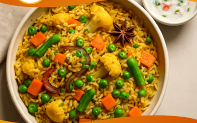 Vegetable Tehri with Raita